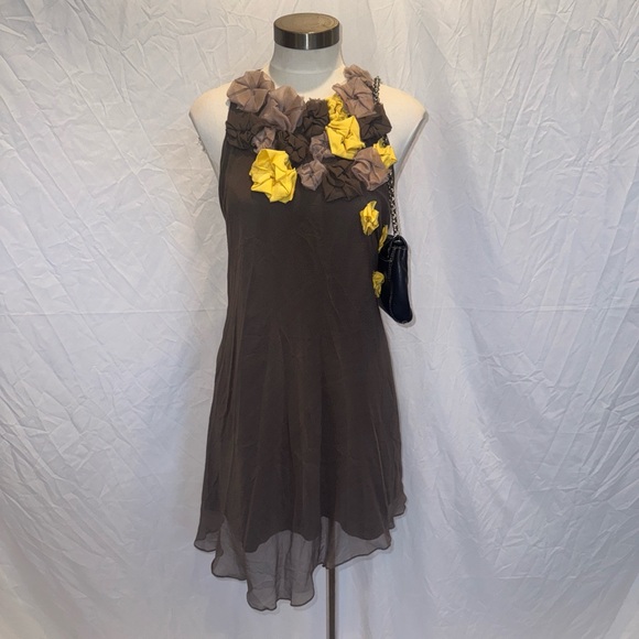 CAMILLA AND MARC 100% Silk Fairy Dress, Runway Designer 3D Floral Embellishments - Picture 4 of 12